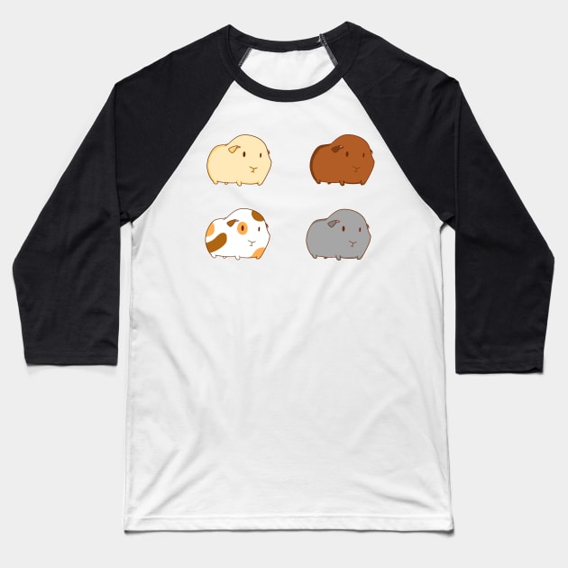 Set of 4 Guinea Pigs Baseball T-Shirt by aishiiart